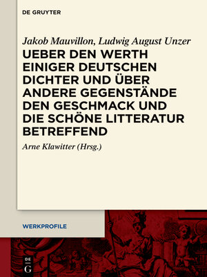 cover image of Ueber den Werth einiger Deutschen Dichter und über andere Gegenstände den Geschmack und die schöne Litteratur betreffend